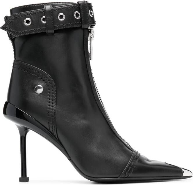 Alexander McQueen buckle-fastening leather ankle boots Black