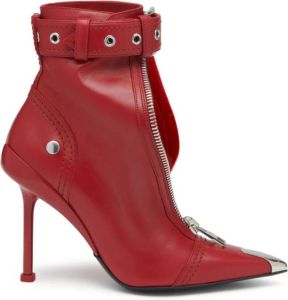 Alexander McQueen buckle-fastening leather ankle boots Red