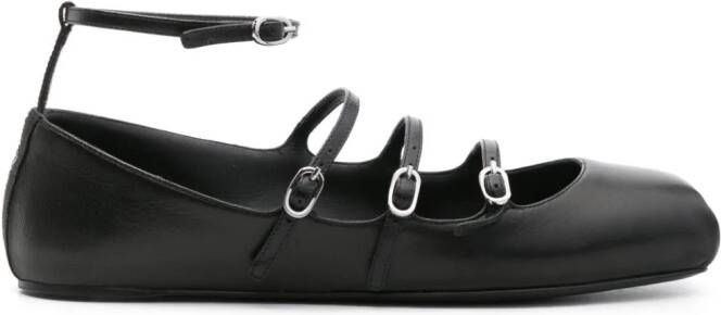 Alexander McQueen buckled-straps leather ballerina shoes Black