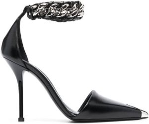 Alexander McQueen chain-embellished leather pumps Black