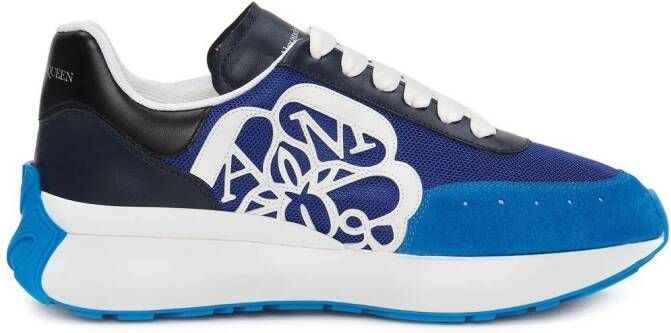 Alexander McQueen colour-block lace-up sneakers Blue