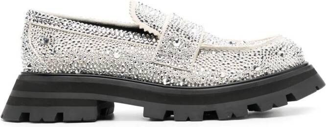 Alexander McQueen crystal-embellished loafers Silver