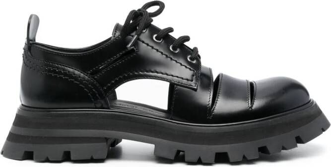 Alexander McQueen cut-out leather Oxford shoes Black