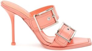 Alexander McQueen double-buckle leather sandals Pink