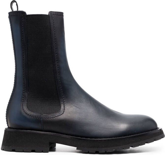 Alexander McQueen elasticated leather boots Blue