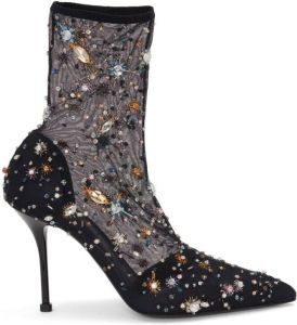 Alexander McQueen embellished mesh ankle boots Black