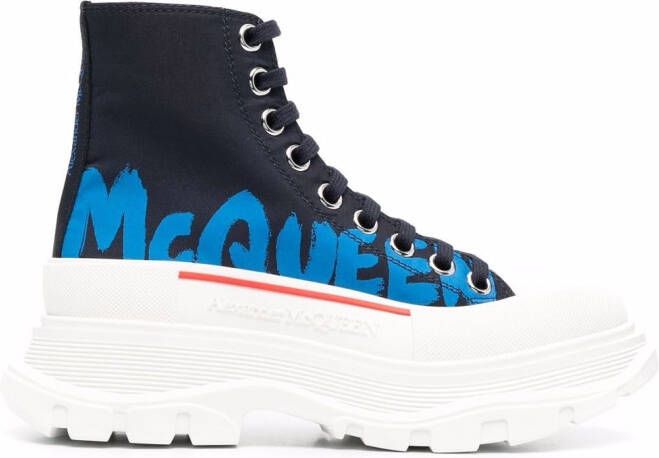 Alexander McQueen Graffiti high-top sneakers Blue