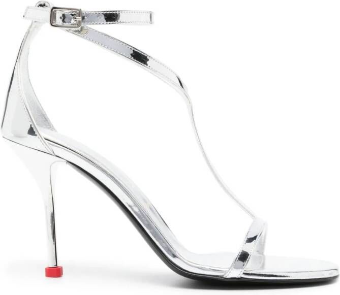 Alexander McQueen Harness 90mm mirrored sandals Silver