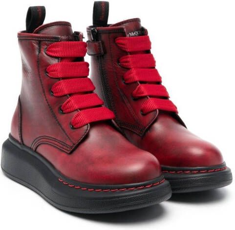 Alexander McQueen Kids lace-up tall boots Red