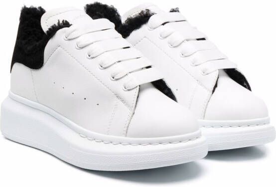 Alexander McQueen Kids oversized faux-fur trim sneakers White