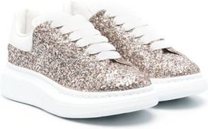 Alexander McQueen Kids Oversized glitter low-top sneakers Brown