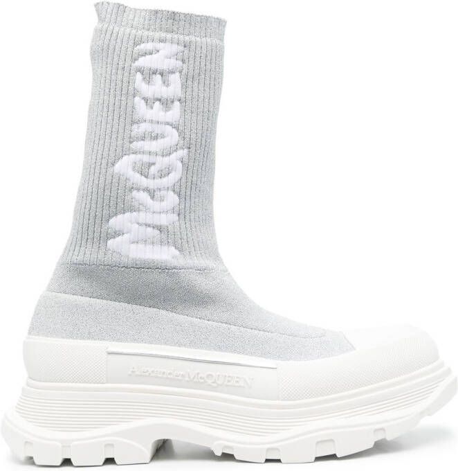 Alexander McQueen knitted high-top sneakers Silver