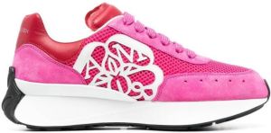 Alexander McQueen leather logo-print lace-up sneakers Pink
