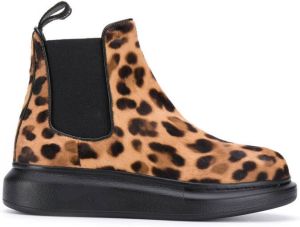 Alexander McQueen leopard print chelsea boots Brown