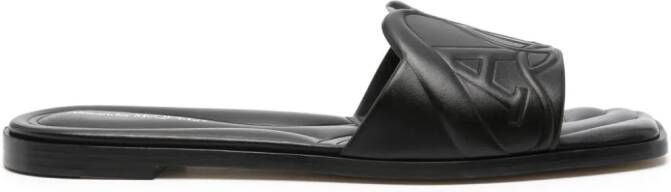 Alexander McQueen logo-embossed leather sandals Black