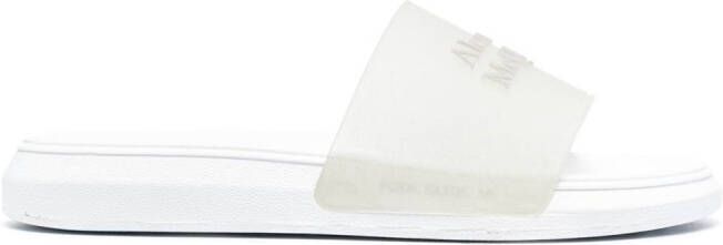 Alexander McQueen logo embossed slides White