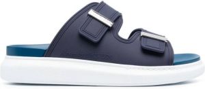 Alexander McQueen logo-engraved double-strap sandals Blue