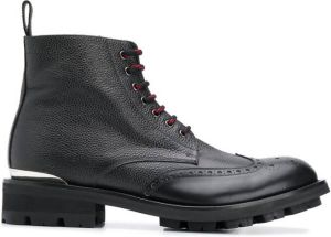 Alexander McQueen logo plaque lace-up boots Black