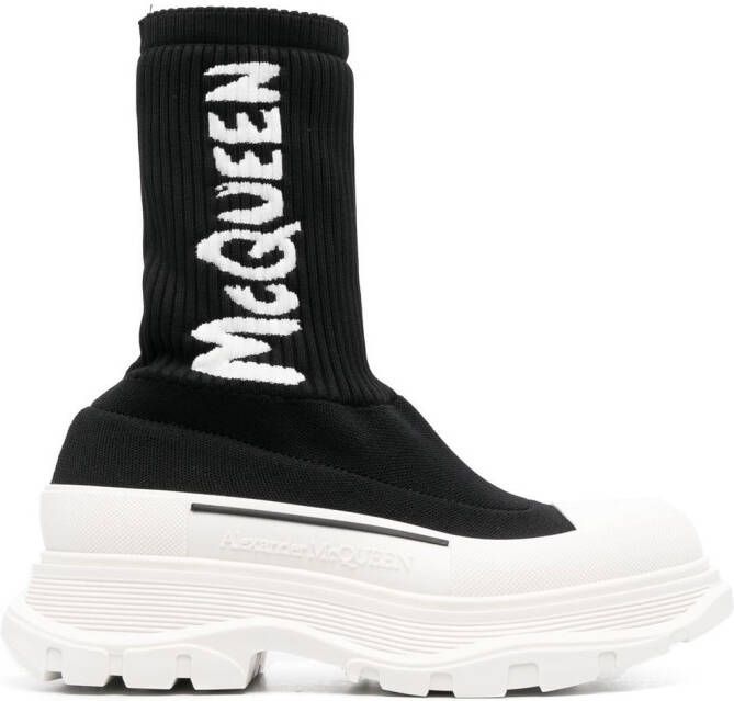 Alexander McQueen logo-print chunky sock sneakers Black