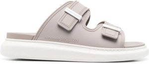 Alexander McQueen open-toe touch-strap slippers Grey