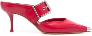 Alexander McQueen pointed-toe buckled mules Red