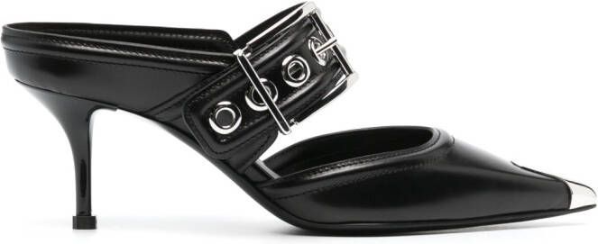 Alexander McQueen Punk 65mm buckled leather mules Black