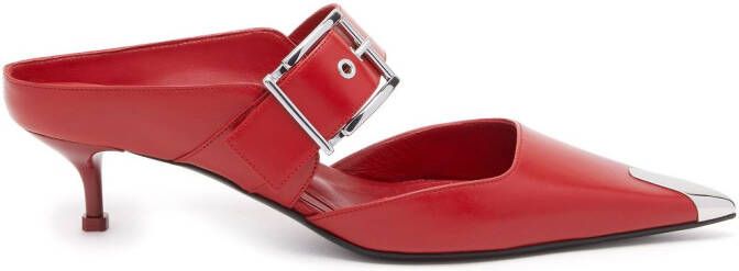 Alexander McQueen Punk Buckle 40mm leather mules Red