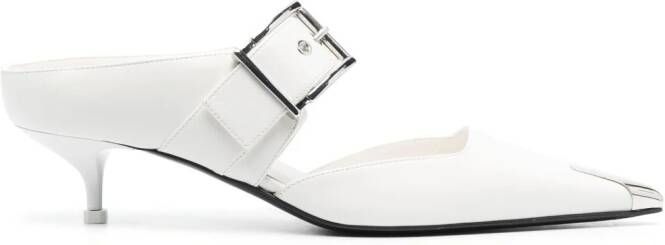 Alexander McQueen Punk Buckle 55mm leather mules White