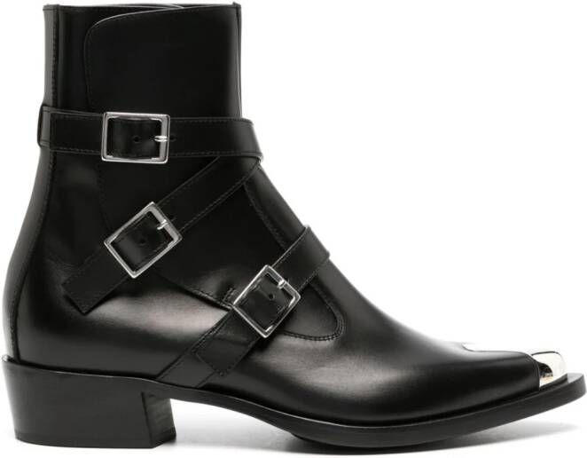 Alexander McQueen Punk leather boots Black