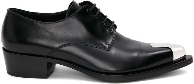 Alexander McQueen silver-tone toe-cap lace-up shoes Black