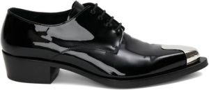 Alexander McQueen silver-tone toe-cap leather shoes Black