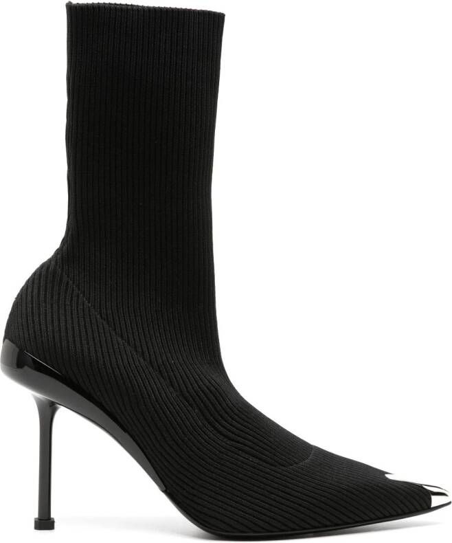 Alexander McQueen Slash 90mm ribbed-knit boots Black