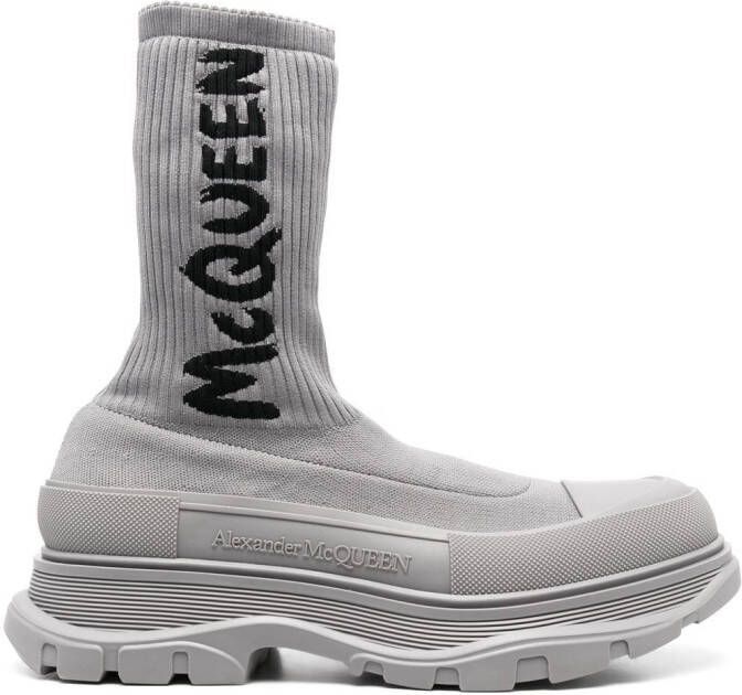 Alexander McQueen sock-fit logo-print sneakers Grey