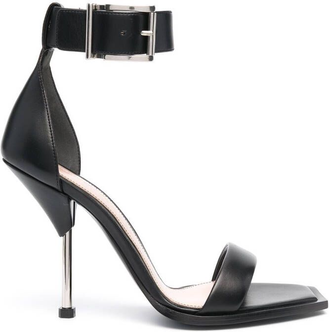 Alexander McQueen square-toe leather sandals Black