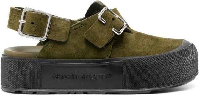 Alexander McQueen suede 55mm buckled sandals Green