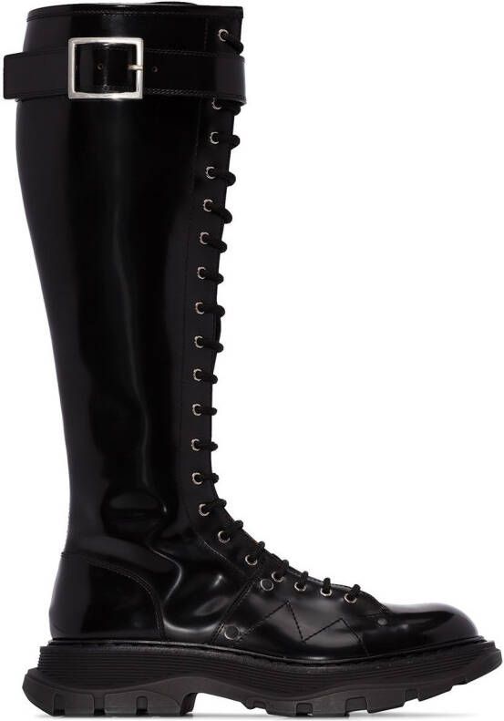 Alexander McQueen Tread lace-up leather boots Black
