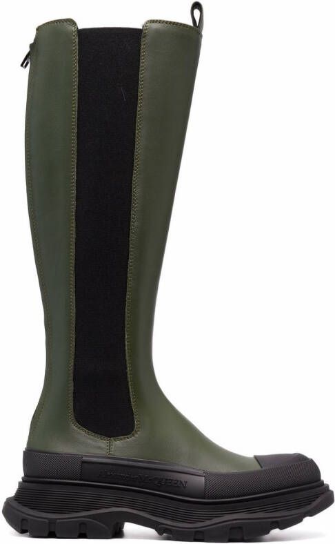Alexander McQueen Tread Slick leather mid-calf boots Green