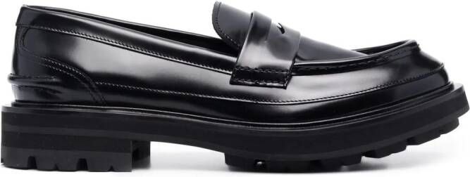 Alexander McQueen tread-sole penny-slot loafers Black