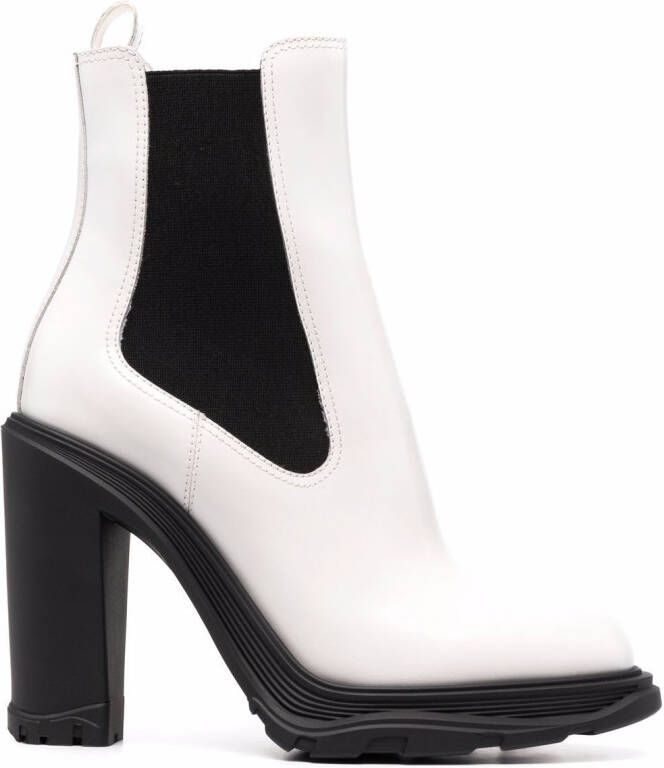 Alexander McQueen two-tone leather boots White