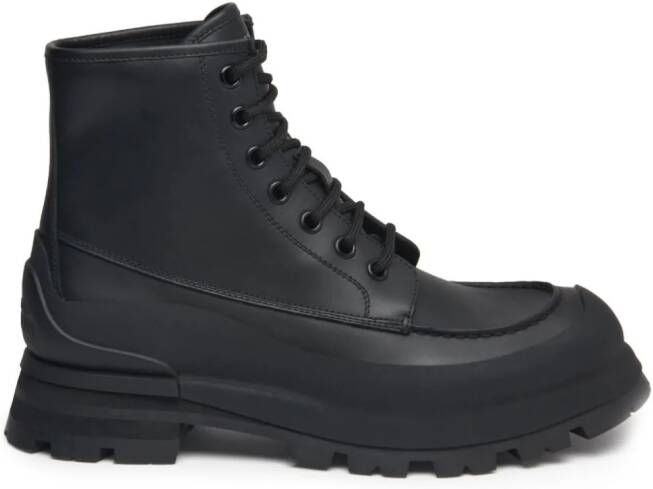 Alexander McQueen Wander leather lace-up boots Black