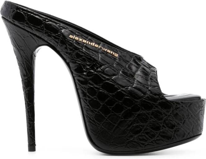 Alexander Wang 150mm crocodile-effect sandals Black