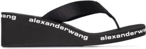 Alexander Wang logo-print wedge flip flops Black