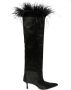 Alexander Wang Viola feather-trim satin boots Black - Thumbnail 1