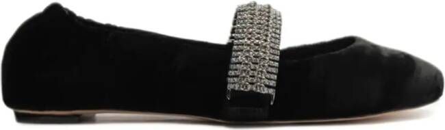 Alexandre Birman Camila crystal-strap velvet ballet pumps Black