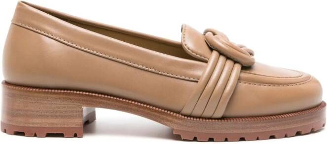 Alexandre Birman knot-detailing leather loafers Brown