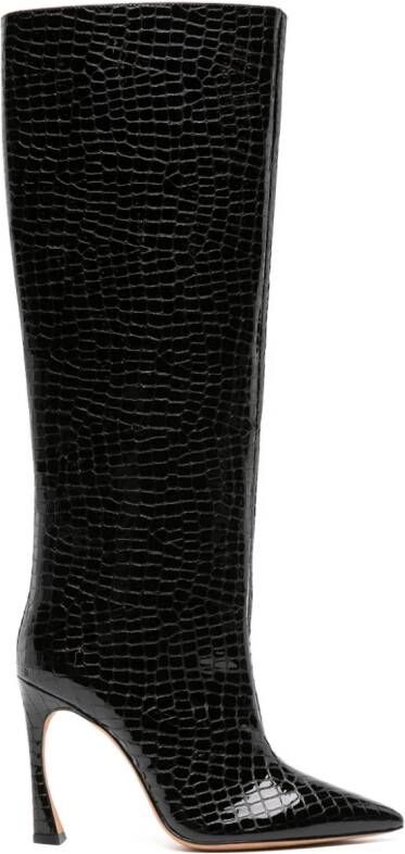 Alexandre Birman Kyra 100mm crocodile-embossed boots Black