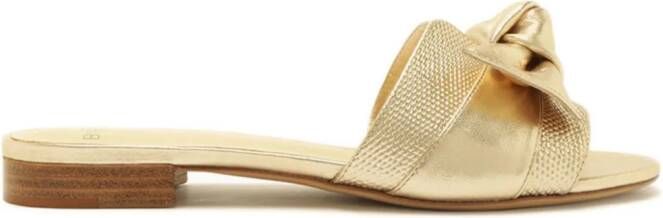 Alexandre Birman Maxi Clarita flat leather sandals Gold