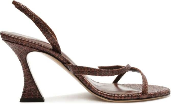 Alexandre Birman Tita Bell 85mm raffia slingback sandals Brown