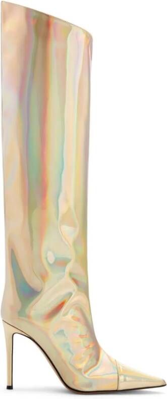 Alexandre Vauthier 100mm holographic knee-high boots Pink