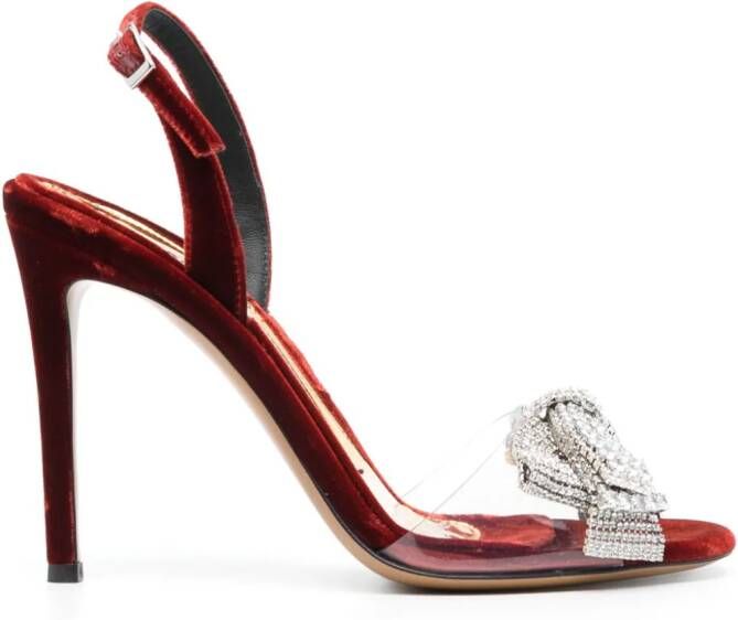 Alexandre Vauthier 105 mm crystal-embellished velvet sandals Red